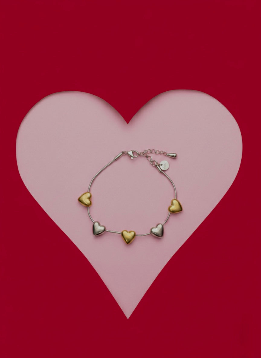 Heart chain bracelet - stainless steel