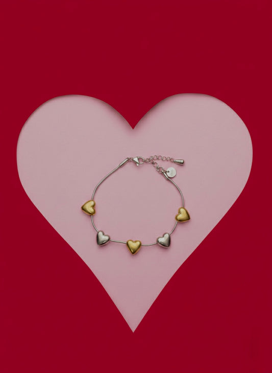 Heart chain bracelet - stainless steel